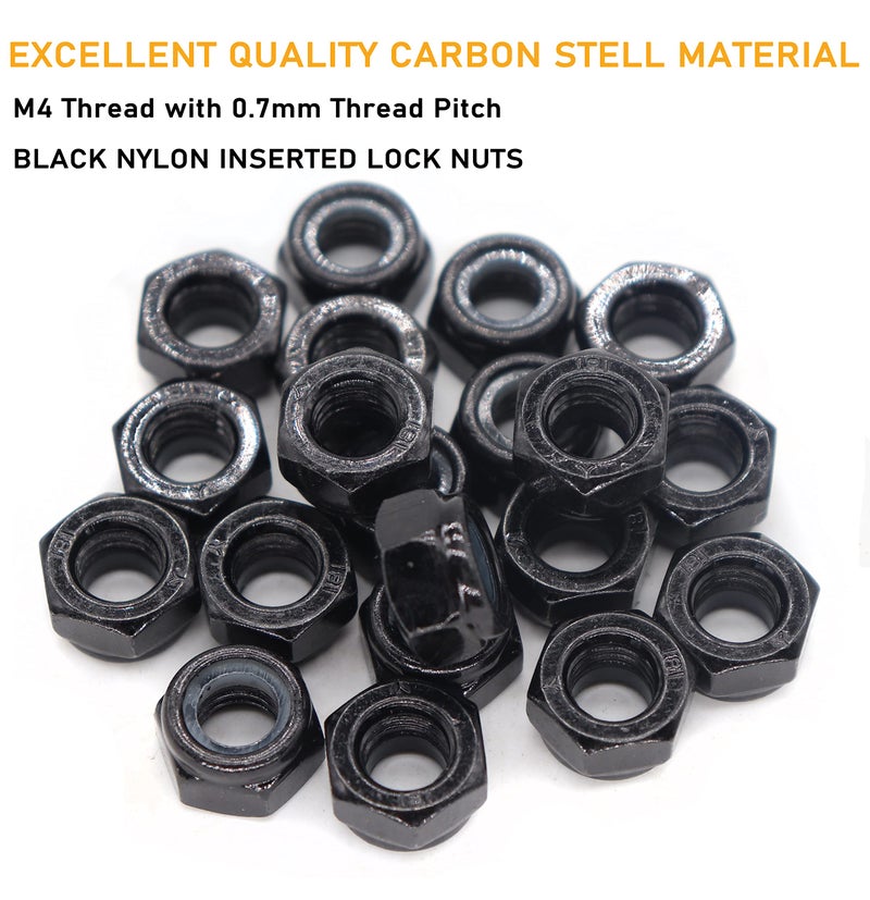 binifiMux 50Pcs Black M4 X 0.7MM Nylon Lock Nuts Inserted Hex Self Clinching Lock Nuts - Image 2